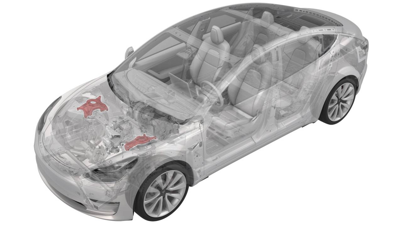 крепление амортизатора верхнее переднее правого Tesla Model 3 1 поколение 2022, полный привод, 1044376-00-D, 1044036-00-B, 1044037-00-C - фото №1