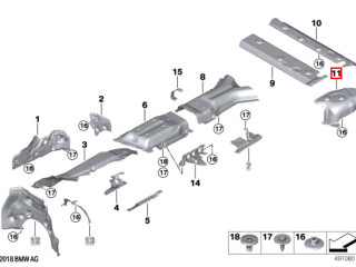 тепловой экран глушителя BMW X7 G07 2021, 51488098656