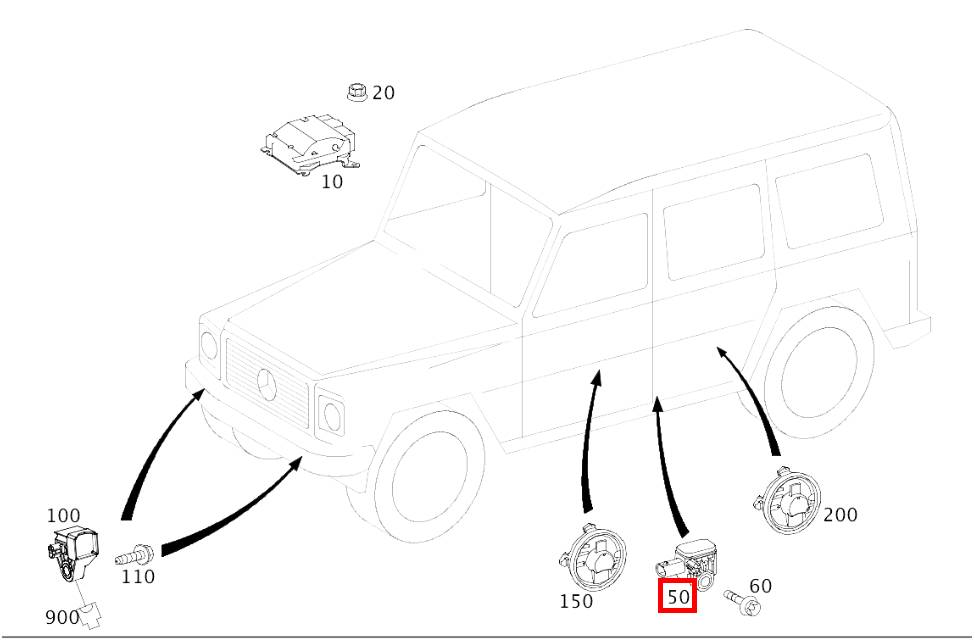 датчик удара Mercedes-Benz G-Класс W464 2022, 6.3 л., бензин, АКПП, A2139051300 - фото №1