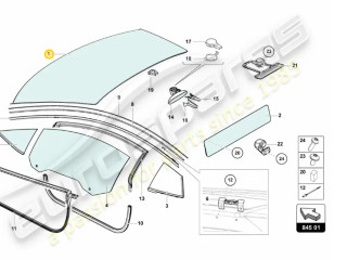 стекло лобовое Lamborghini Aventador 1 поколение 2013, 470845099A, 470845099G