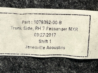 обшивка багажника Tesla Model X 1 поколение 2017, электро, белый, 1078352-00-B