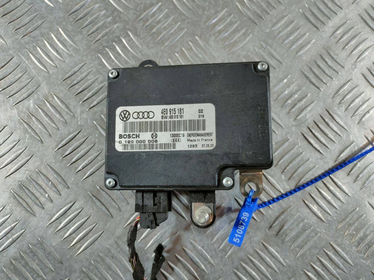 Блок управления аккумулятором (АКБ) Audi A8 D3/4E 2007 OEM 4E0915181, 0199000006, 4E0910181