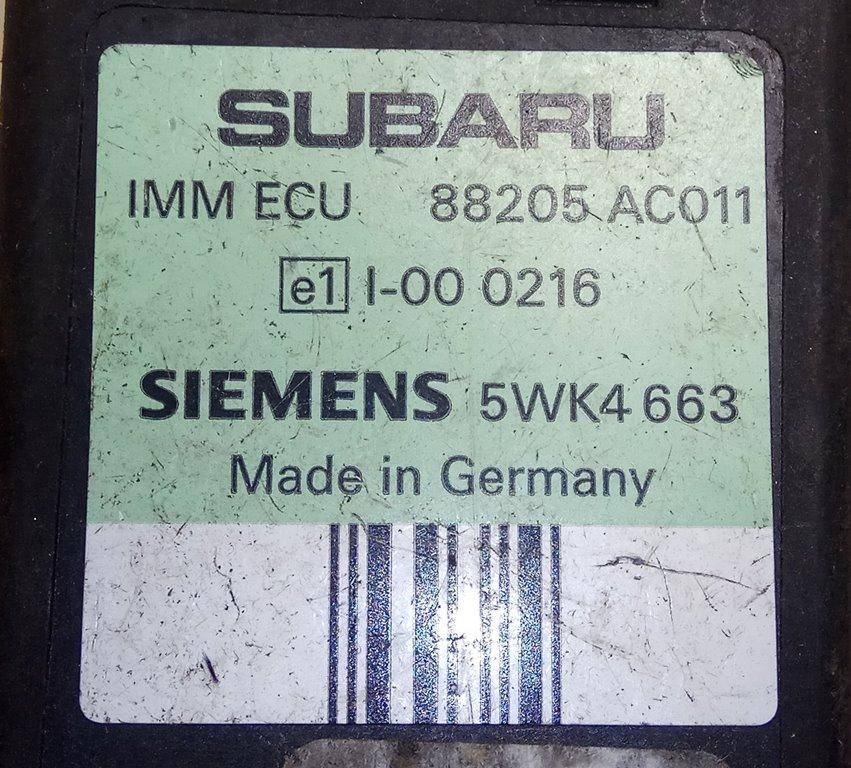 Иммобилайзер к Subaru Outback 88205AC011,5WK4663,1-000216,SIEMENS, 1998, купить | DT-2028527. Фото #2