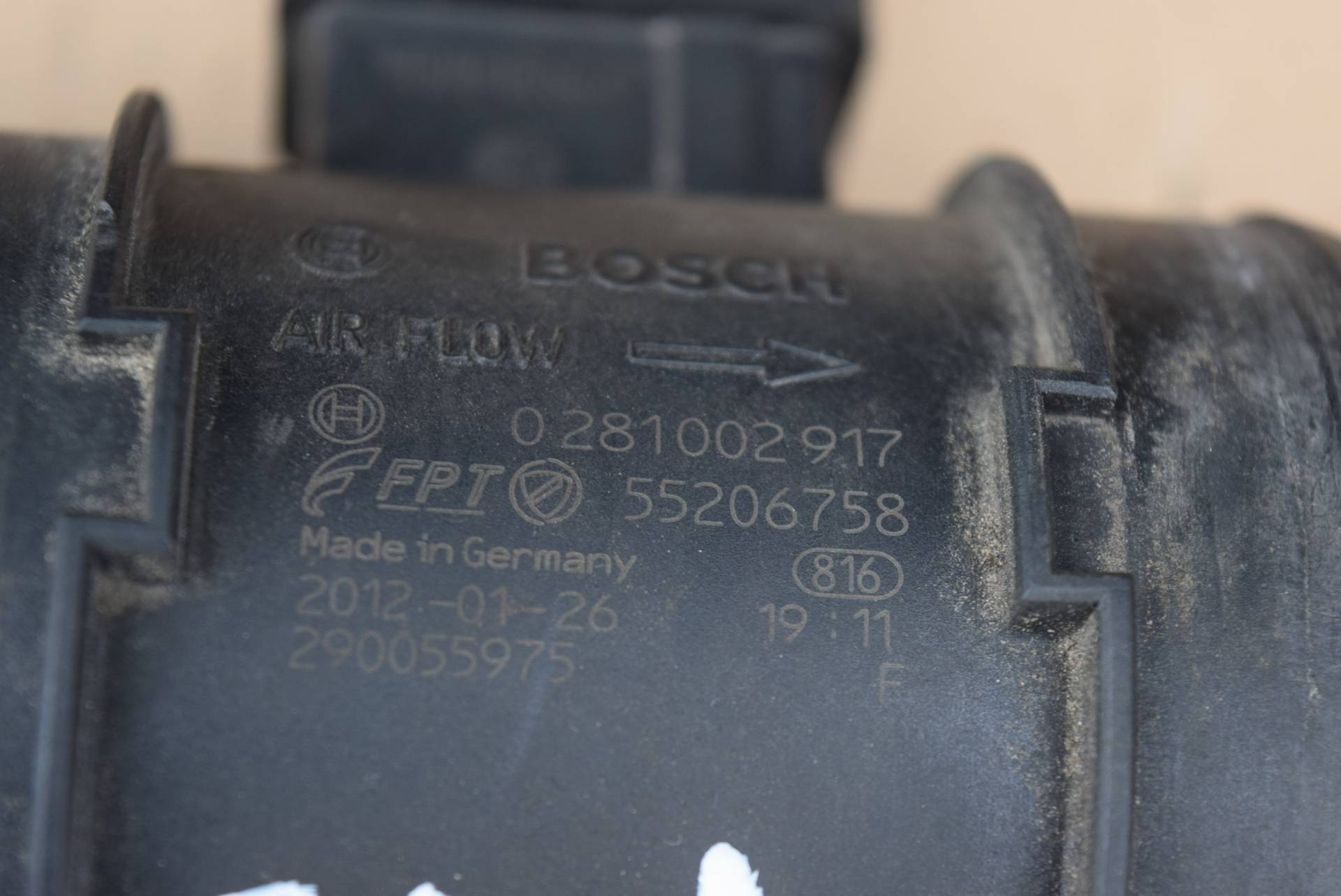 Расходомер воздуха к Fiat Doblo 0281002917,55206758, 2013, купить | DT-FD-1. Фото #2