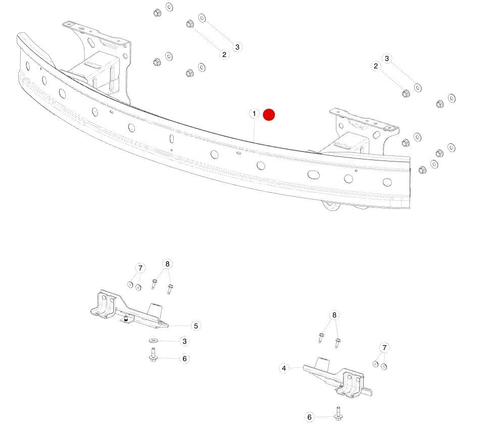 усилитель бампера переднего Tesla Model X 1 поколение 2019, 1035403-00-D, 1030105-00-D - фото №1