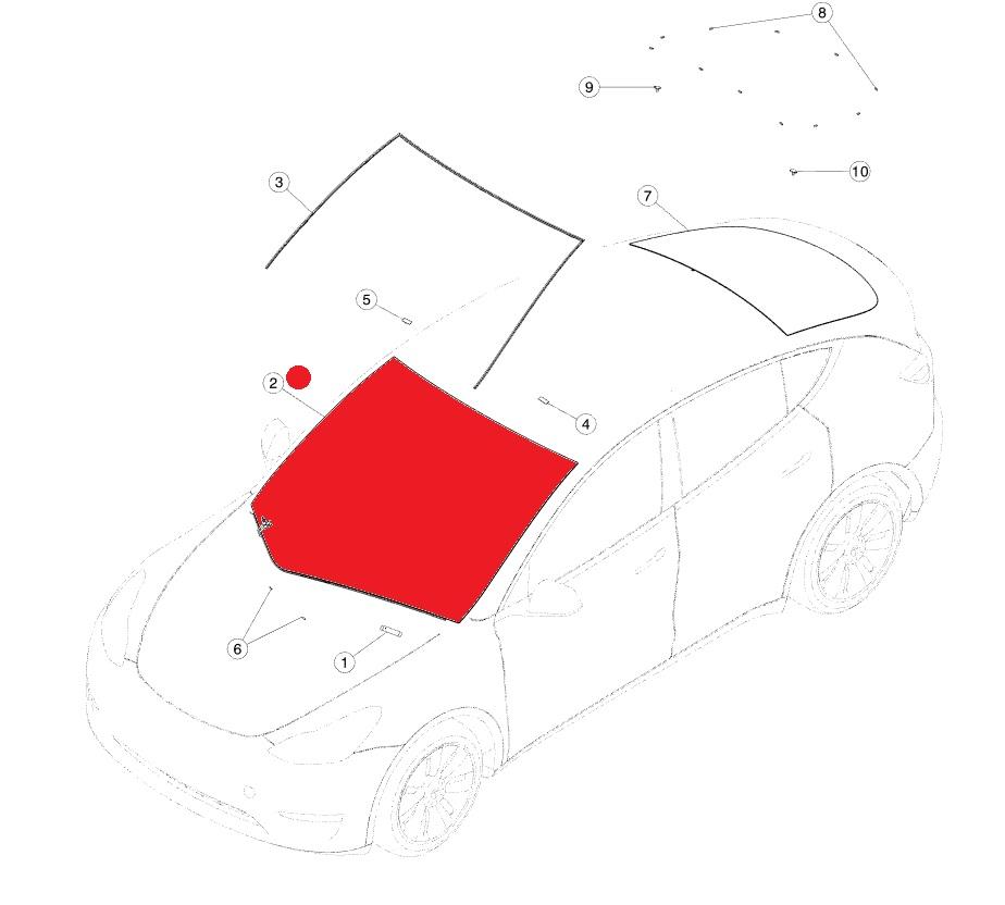 стекло лобовое Tesla Model Y 1 поколение 2021, 1533237-00-C - фото №1