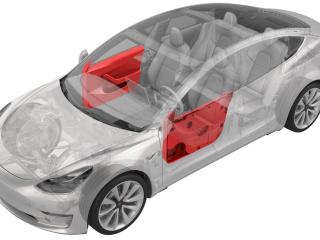 обшивка двери передняя левая Tesla Model 3 1 поколение 2022, blue, полный привод, 1761294-01-D