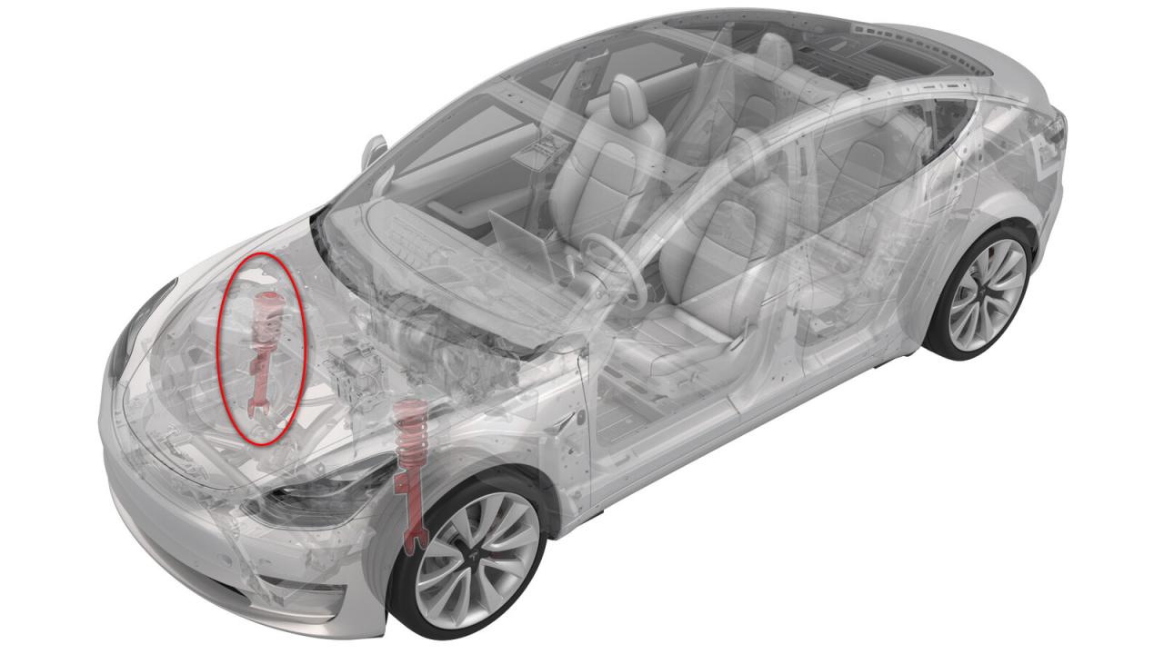 стойка передняя правая Tesla Model 3 1 поколение (2017 - 2026), задний привод, 1044369-00-G - фото №1