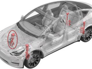 стойка передняя правая Tesla Model Y 1 поколение 2022, полный привод, 1188368-00-E