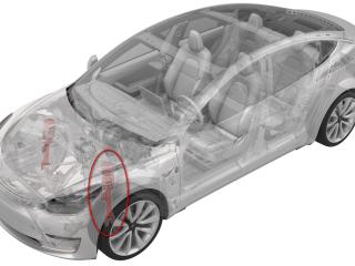 стойка передняя левая Tesla Model 3 1 поколение 2021, полный привод, 1044363-04-B