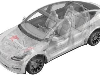 крепление амортизатора верхнее переднее правого Tesla Model Y 1 поколение 2022, 1044376-00-D, 1044036-00-B, 1044037-00-C