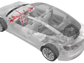 кронштейн (крепление) Tesla Model 3 1 поколение 2022, полный привод, 1095440-00-H, 1095440-00-I