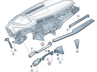 Декоративная накладка центральной панели (Торпедо) Audi e-tron 1 поколение 2019, электро, 4KE.864.300, 4KE857397