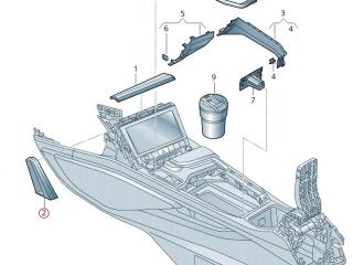 Декоративная накладка центральной панели (Торпедо) Audi e-tron 1 поколение 2019, электро