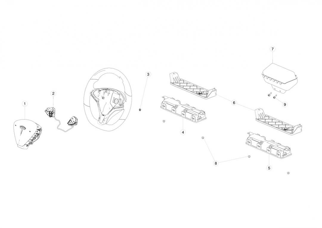 подушка безопасности Tesla Model X 1 поколение 2020, 1027549-00-B - фото №1