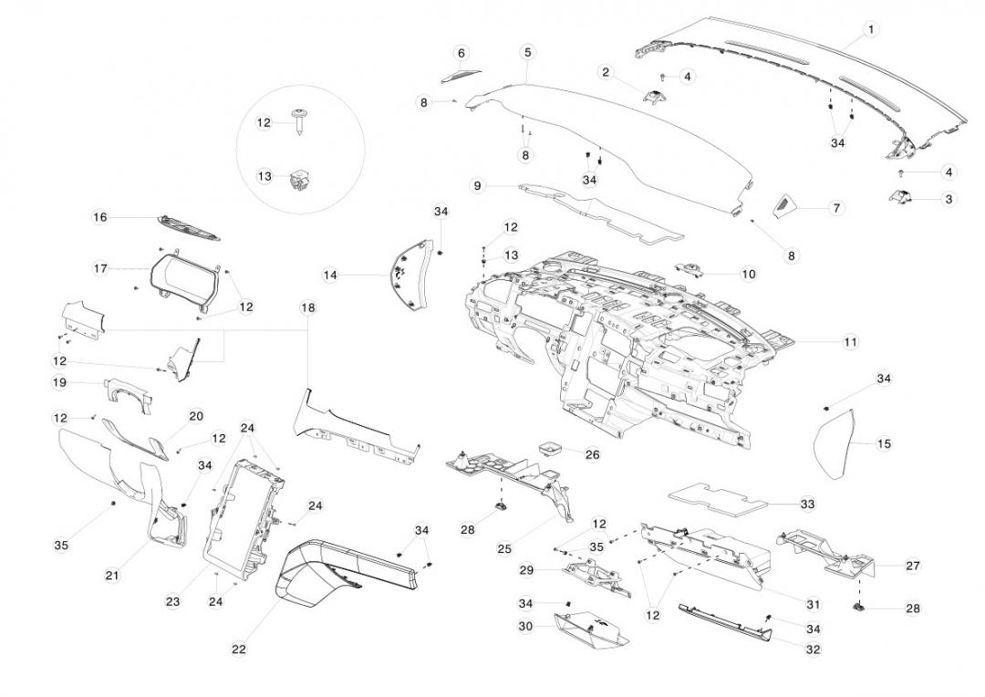панель передняя салона (торпедо) Tesla Model X 1 поколение 2020, 1035569-00-J - фото №1