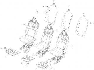салон (комплект сидений) Tesla Model X 1 поколение 2020, 1061629-00-D