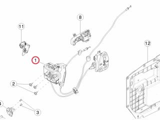 замок двери передней левой Tesla Model X 1 поколение 2020, 112619900B