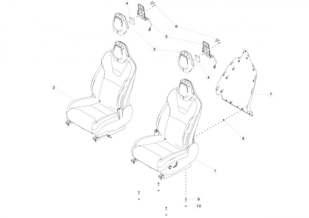 салон (комплект сидений) Tesla Model X 1 поколение 2020, 1065638-00-B - фото №1