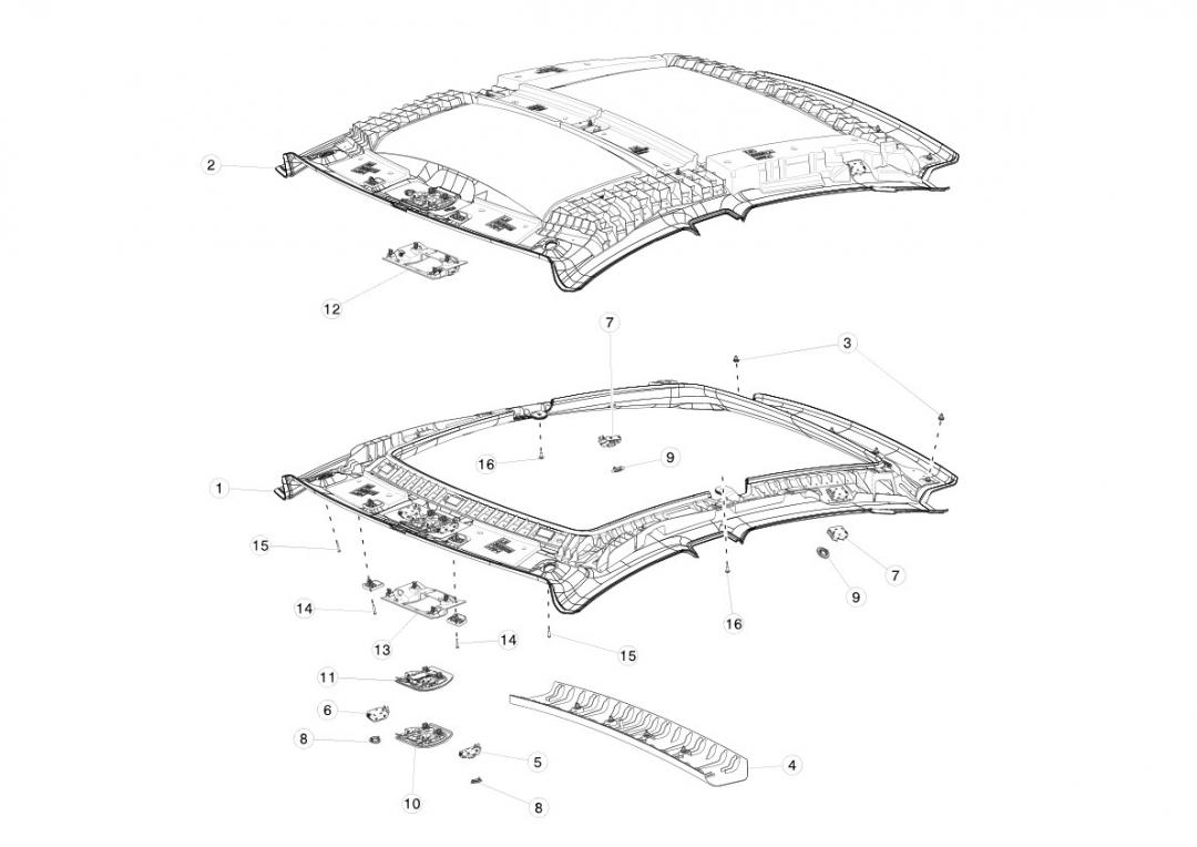 потолок Tesla Model S 1 поколение 2016, 1045932-S1-B - фото №1