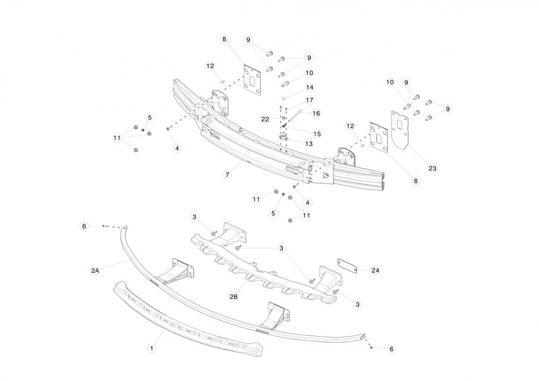 усилитель бампера переднего Tesla Model S 1 поколение 2016, 1031141-00-B - фото №1