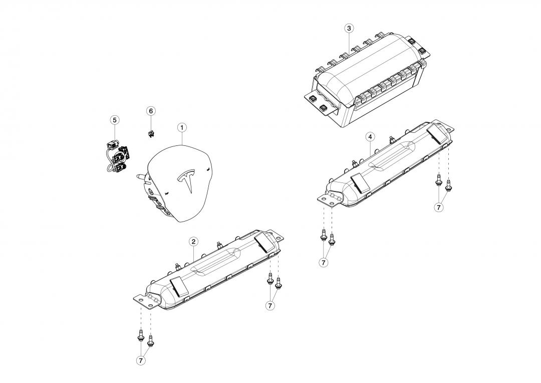 подушка безопасности Tesla Model 3 1 поколение 2020, 1077823-00-F - фото №1