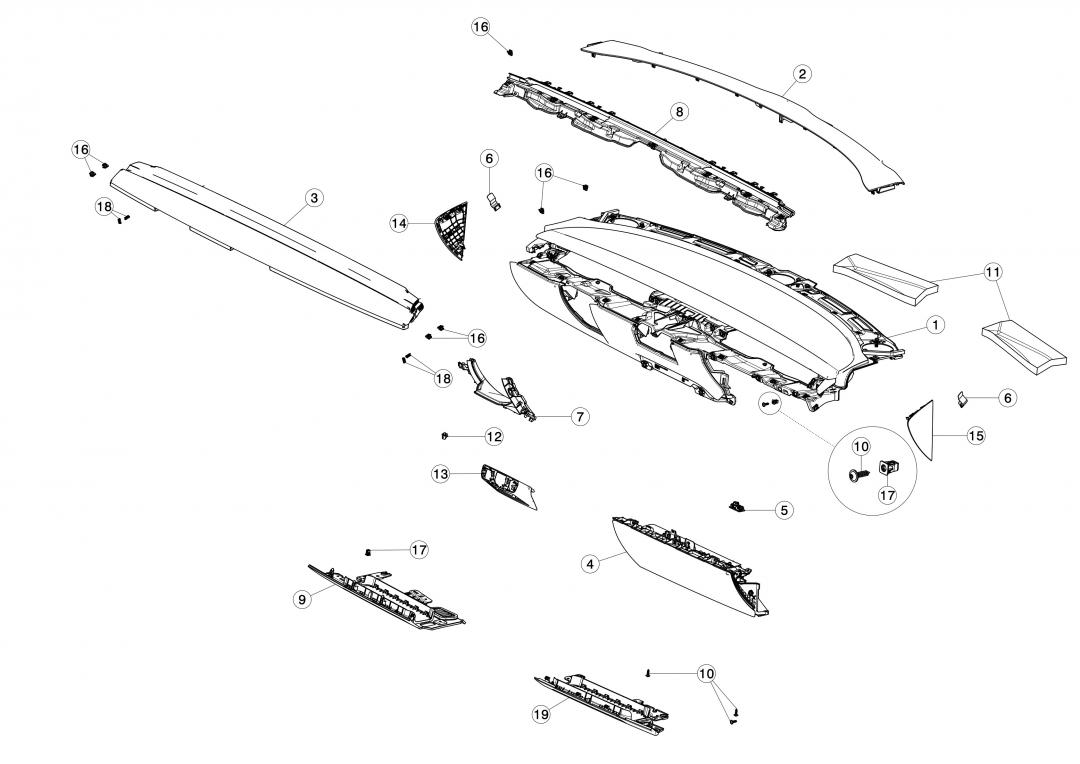 Корпус кронштейна дисплея Tesla Model 3 1 поколение 2020, 110113600F - фото №1