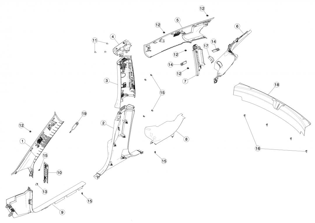 Накладка стойки А Tesla Model 3 1 поколение 2020, 1086293-00-G - фото №1