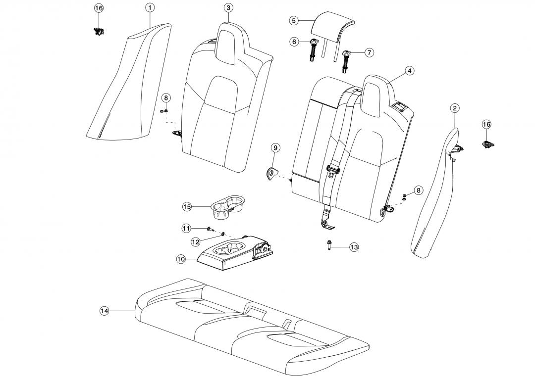 Подушка сиденья 2-го ряда (боковая) Tesla Model 3 1 поколение 2020, 1096031-01-I - фото №1