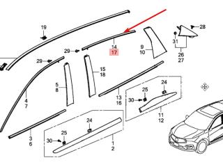 молдинг двери задней левой Acura RDX 3 поколение 2019, 2.0 л., бензин, АКПП, белый, передний привод, 72965-TJB-A01
