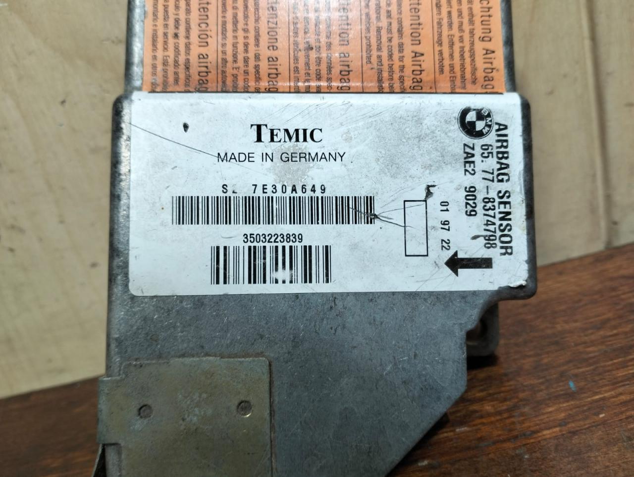 блок AirBag BMW 3 серия E36 (1990 - 1996), 2.0 л., бензин, МКПП, седан, 65778374798, 65778374798 - фото №1
