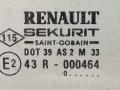 стекло двери передней правой Renault Laguna 1 поколение [рестайлинг] 2000, 1.6 л., i, K4M 720, бензин, 5МКПП, серый, хетчбэк 5 дв., 7701467577 - фото №2