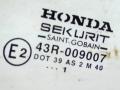 стекло двери передней левой Honda Civic 6 поколение [рестайлинг] EJ6 2001, хетчбэк 5 дв., 43R-009007 - фото №2