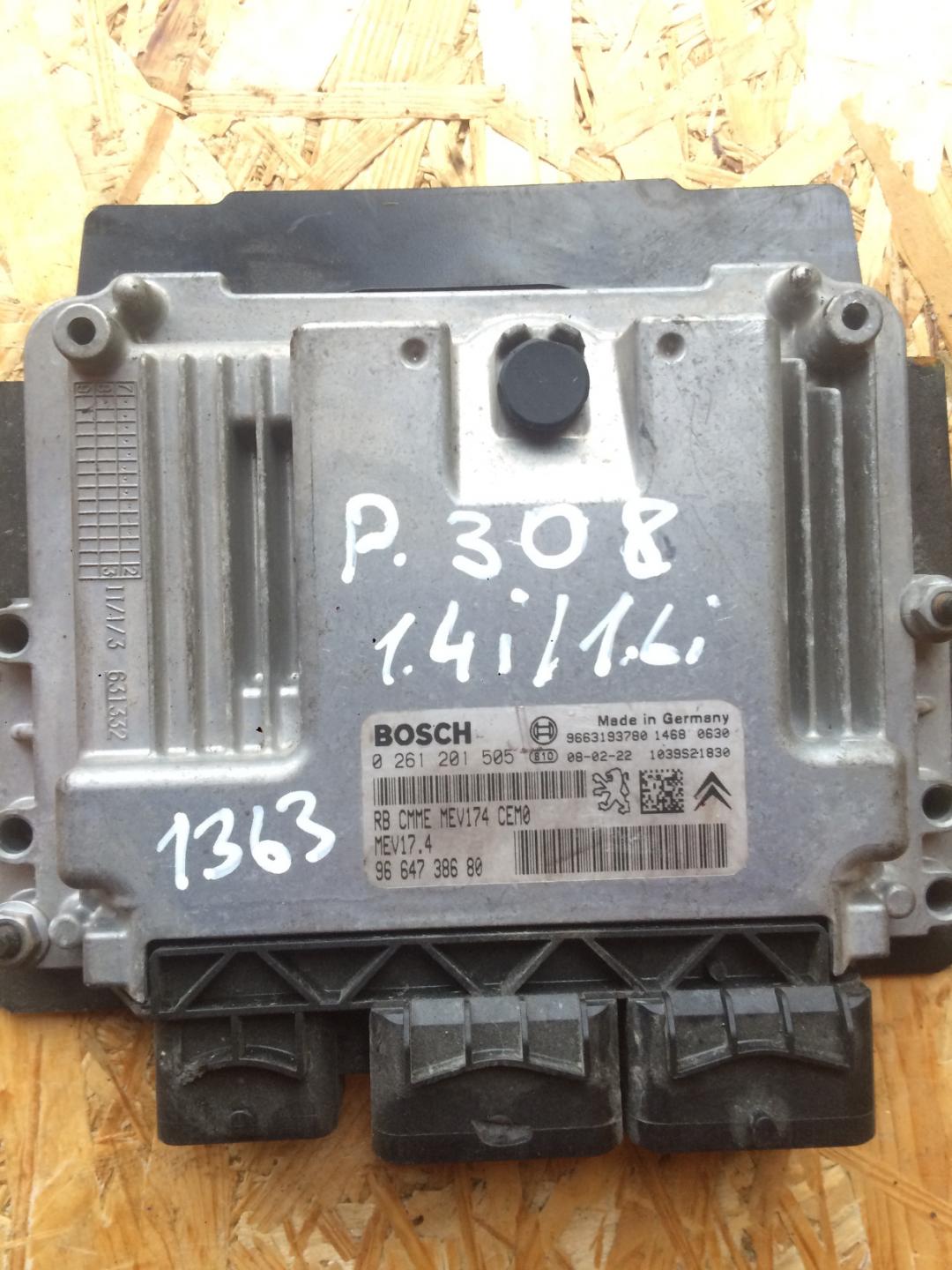 блок управления двигателем Peugeot 308 T7 2009, 1.4 л., бензин, МКПП, хетчбэк 5 дв., 0261201505 - фото №1