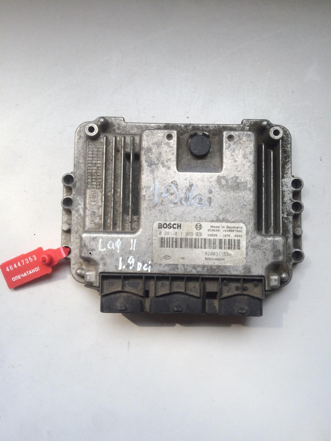 блок управления двигателем Renault Laguna 2 поколение 2002, 1.9 л., дизель, хетчбэк 5 дв., 0281011969 - фото №1