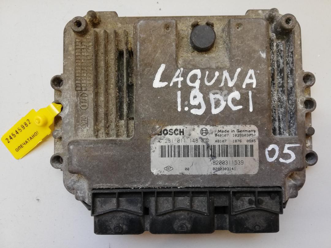 блок управления двигателем Renault Laguna 2 поколение 2002, 1.9 л., дизель, 8200311539, 0281011148, 8200303141, 1039603030, 040107 - фото №1