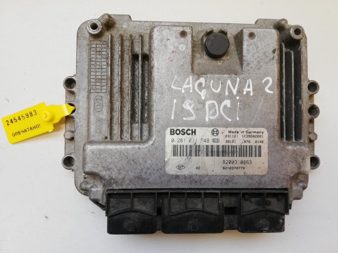 блок управления двигателем Renault Laguna 2 поколение 2002, 1.9 л., дизель, 8200310863, 8200370779, 0281011349, 031121, 1039S02681 - фото №1