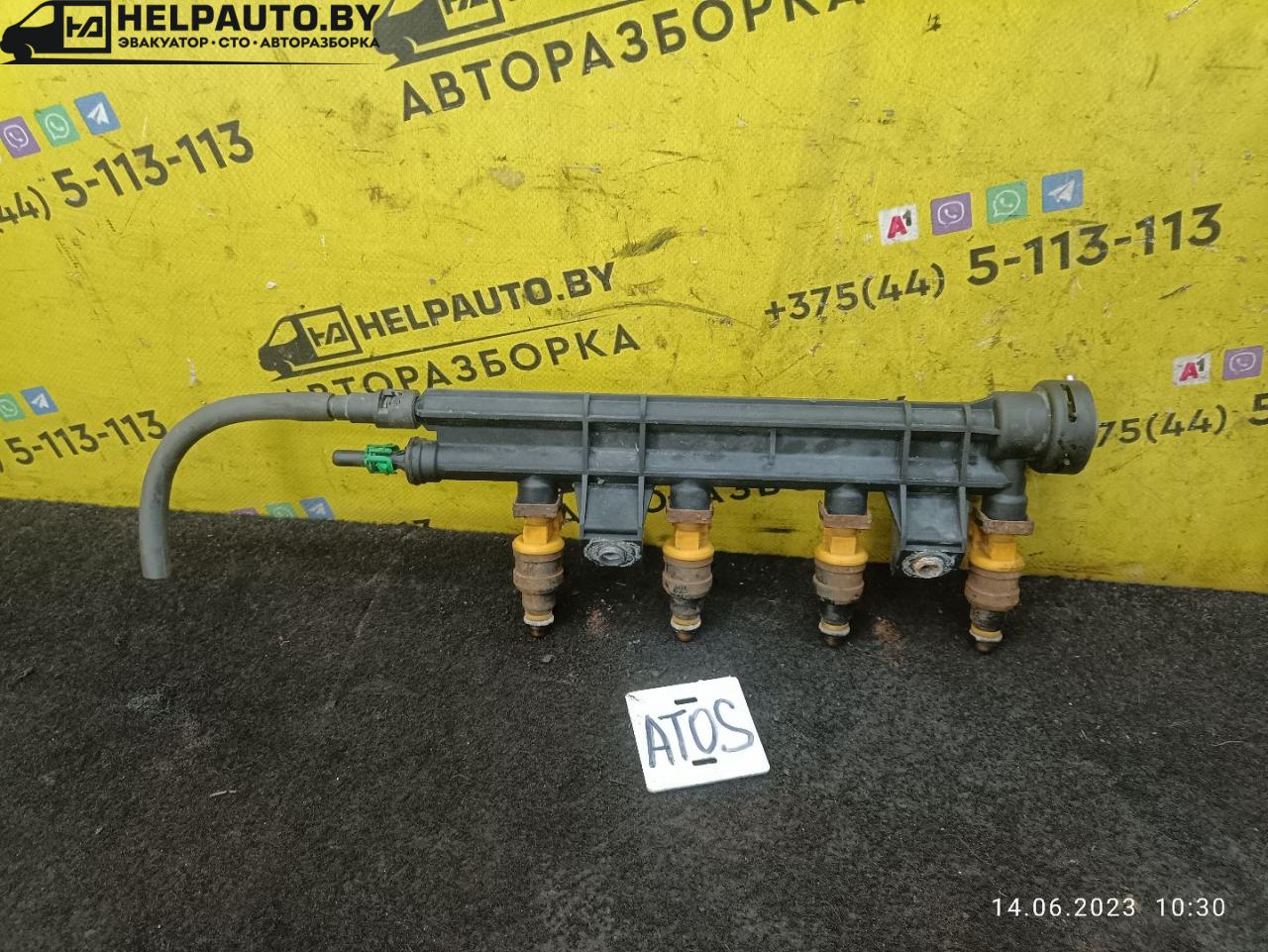 топливная рампа Hyundai Atos 1 поколение 2000, 1.0 л., G4HC, бензин, МКПП, черный, хетчбэк 5 дв. - фото №1