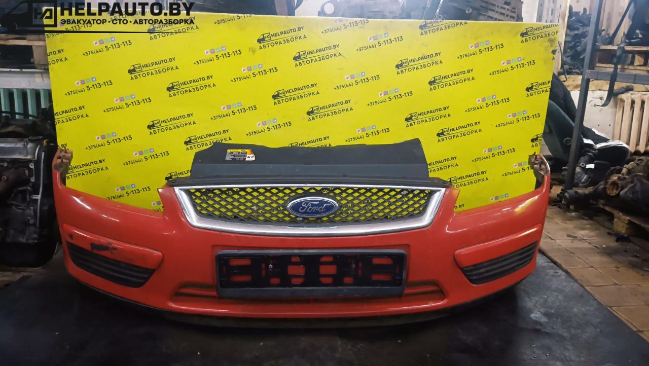 бампер передний Ford Focus 2 поколение 2006, 1.6 л., HWDA, бензин, МКПП, красный, хетчбэк 5 дв., передний привод - фото №1