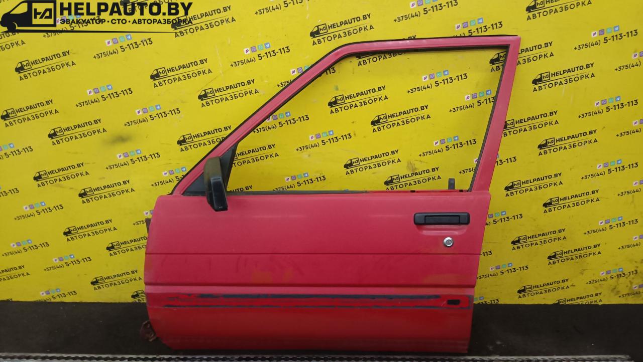 дверь передняя левая Toyota Corolla 5 поколение (E80) 1984, 1.3 л., бензин, МКПП, красный, хетчбэк 5 дв., передний привод - фото №1
