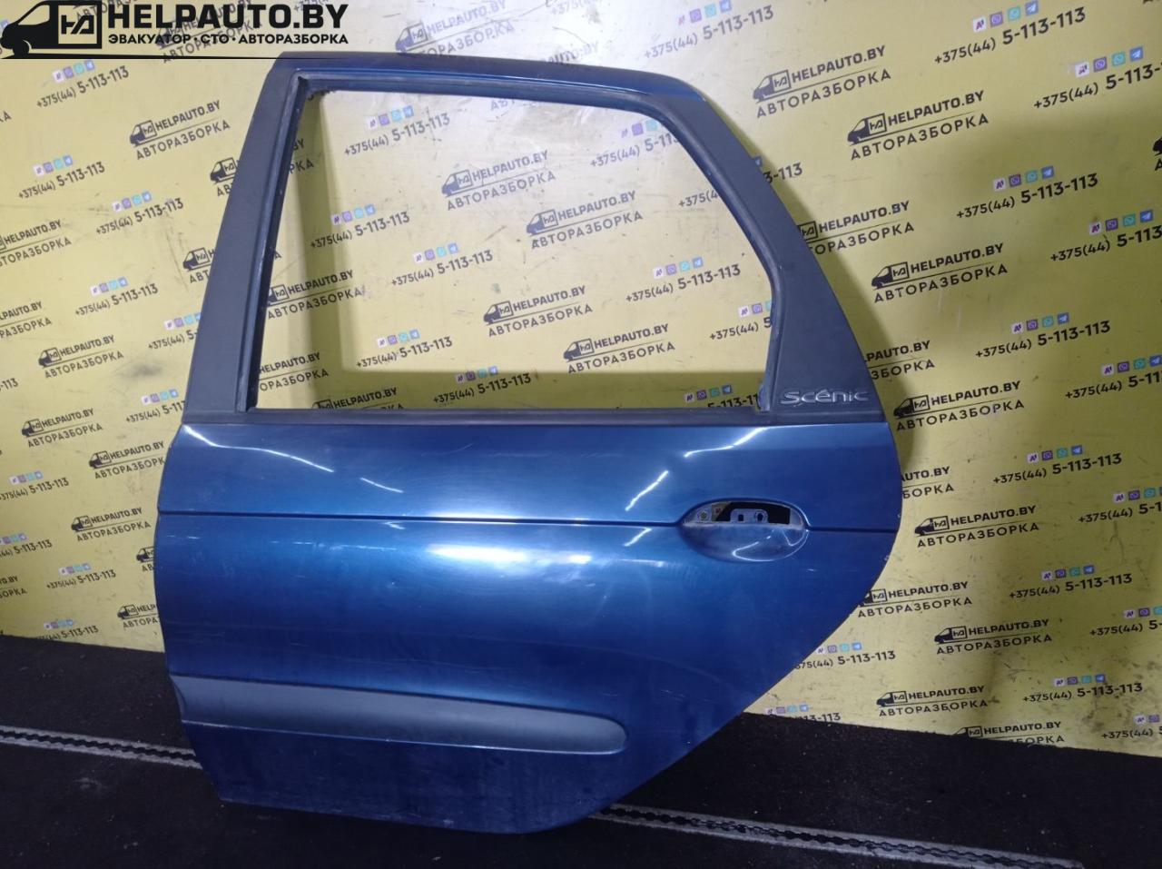 дверь задняя левая Renault Scenic 1 поколение 1997, 1.6 л., K7M 702, бензин, МКПП, синий, минивэн, передний привод - фото №1