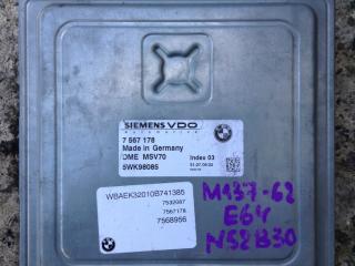 блок управления двигателем BMW 6 серия E63/E64 2006, 3.0 л., N52 B30 A, бензин, АКПП, черный, купе, задний привод, правый руль, MSV70, 7567178